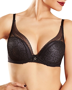 Chantelle Festivite Lace Plunge Bra, Bright Pink In Black