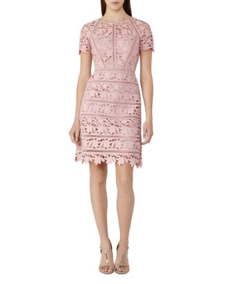 chinese dress ladies Reiss Lucy Asymmetric Hem Lace Midi Dress Size UK 12 US 8 L large LADI –  Afashionistastore main image 0