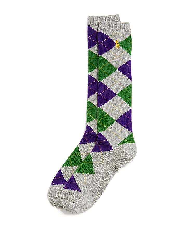 Ralph Lauren Girls Argyle Knee Socks Sizes 4 6X 8 9.5