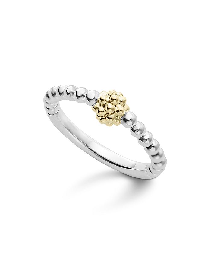 Shop Lagos Caviar Icon 18k Gold And Sterling Silver Bead Cluster Stacking Ring In Silver/gold