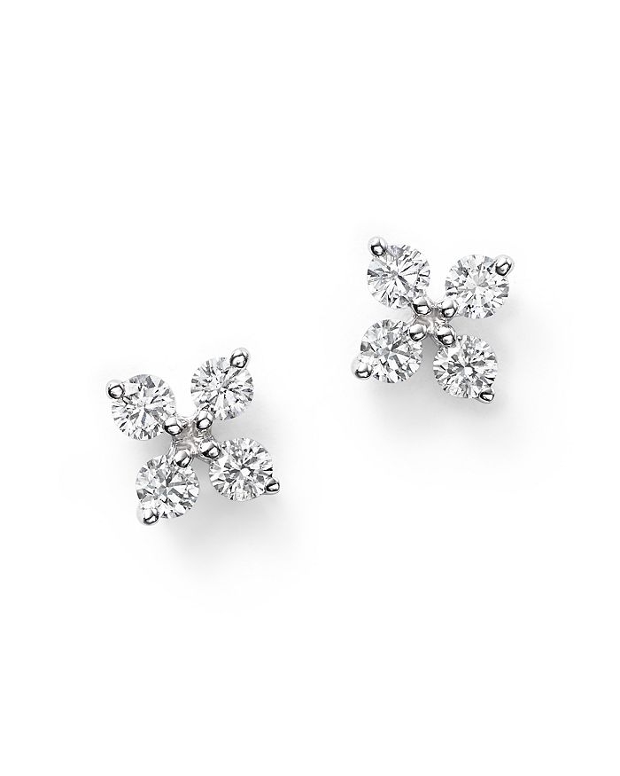 Bloomingdale's Diamond Small Clover Studs In 14k White Gold,.35 Ct. T.w.