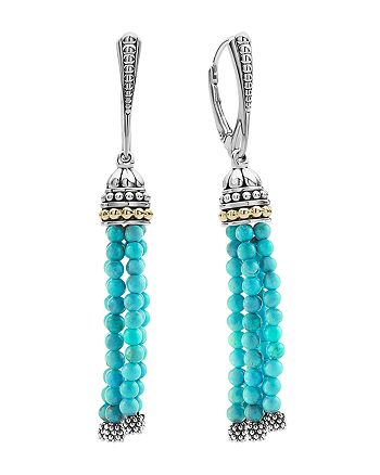 LAGOS 18K Gold and Sterling Silver Caviar Icon Tassel Earrings with ...