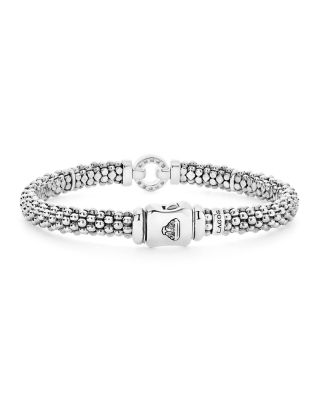 18K Gold and Sterling Silver Caviar and Diamonds Rope Bracelet, 6mm