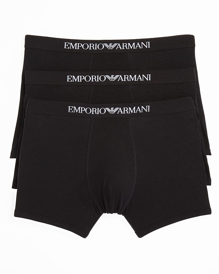 Shop Emporio Armani Pure Cotton Boxer Briefs - Pack Of 3 In Black