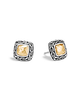 JOHN HARDY - Hammered 18K Yellow Gold and Sterling Silver Classic Chain Stud Earrings