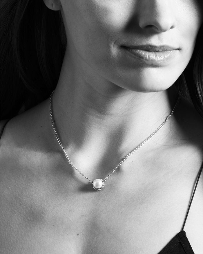 Shop Lagos Luna Sterling Silver & Cultured Freshwater Pearl Pendant Necklace, 16 In White/silver