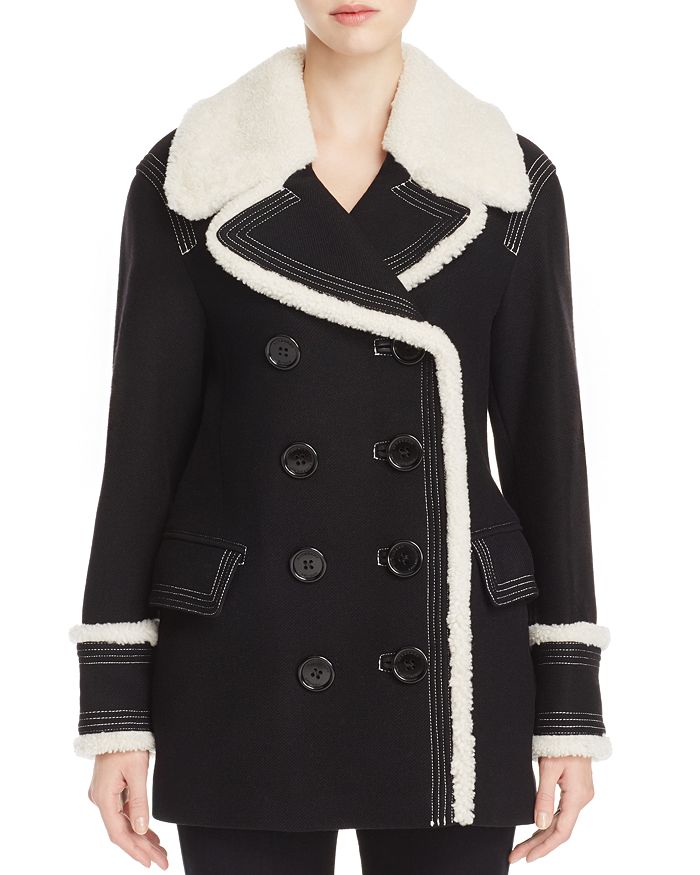 Burberry shearling pea coat on sale