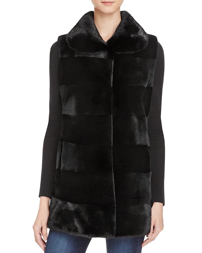 Maximilian Furs Sheared Saga Mink Fur Waistcoat - 100% Exclusive In Black