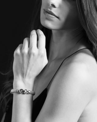 Sterling Silver Derby Large Buckle Caviar Bracelet