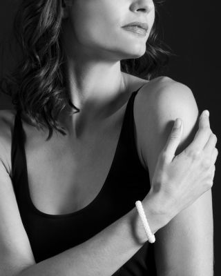 White Caviar Ceramic 18K Gold and Sterling Silver Bracelet