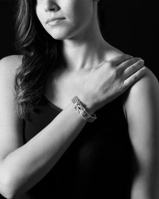 Sterling Silver and 18K Gold Newport Diamond Caviar Bracelet