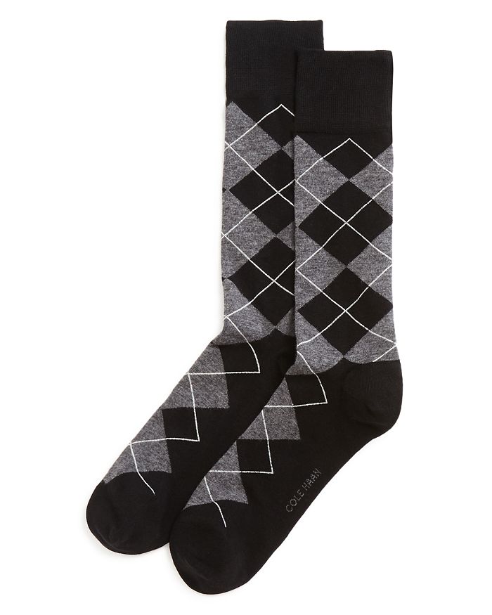 Cole Haan Men's Classic Argyle Crew Socks In Black