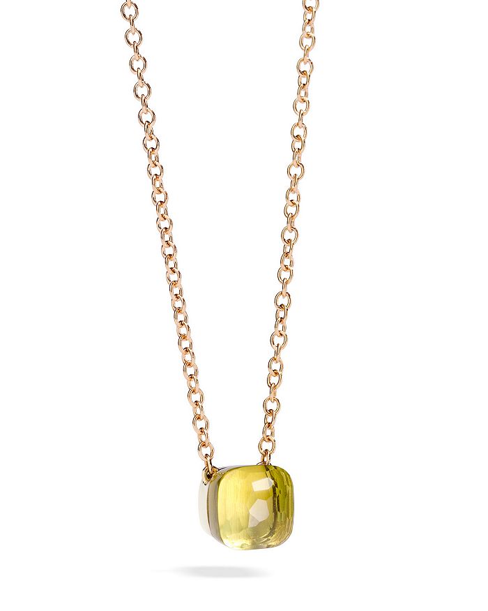 POMELLATO NUDO NECKLACE WITH LEMON QUARTZ IN 18K ROSE AND WHITE GOLD