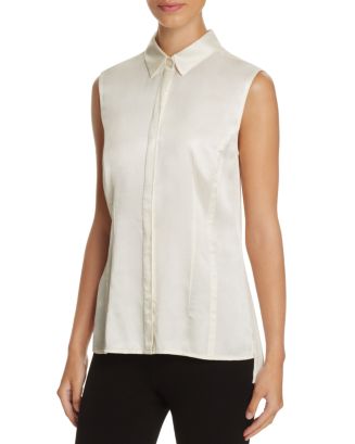 DKNY Sleeveless Stretch Silk Blouse | Bloomingdale's