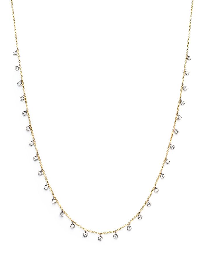 Meira T 14k Yellow And White Gold Diamond Bezel Dangle Necklace, 15 In White/gold
