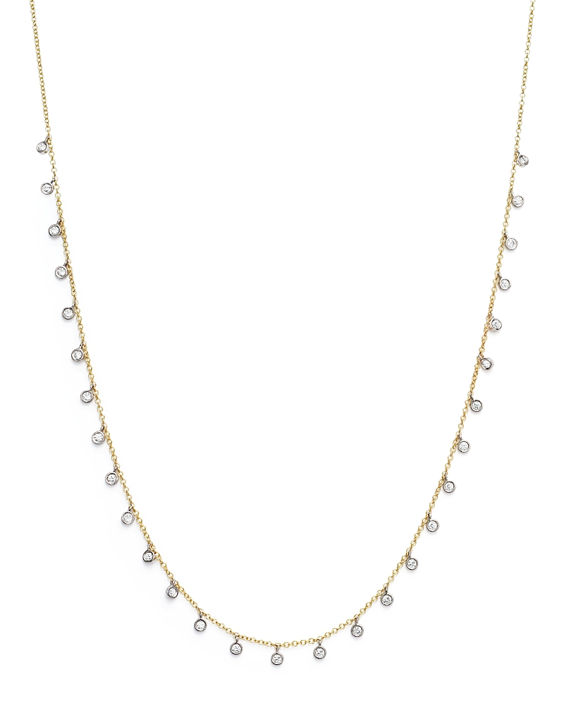 Meira T 14K Yellow and White Gold Diamond Bezel Dangle Necklace, 15