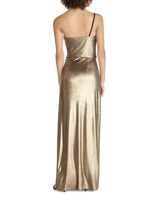 HALSTON HERITAGE HALSTON One Shoulder Metallic Gown | Bloomingdale's Women