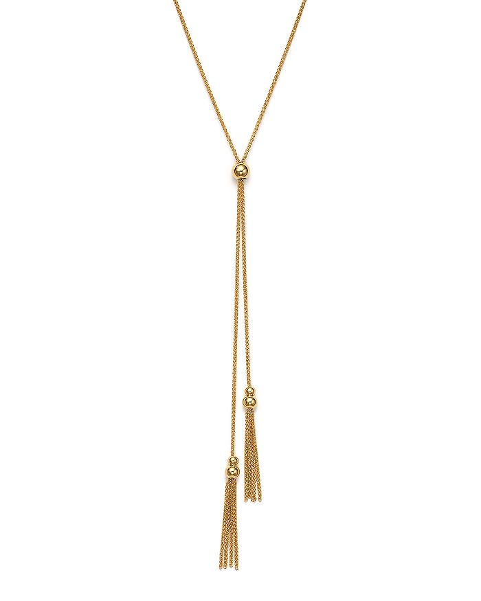 Bloomingdale's 14k Yellow Gold Double Tassel Lariat Necklace, 18 - 100% ...