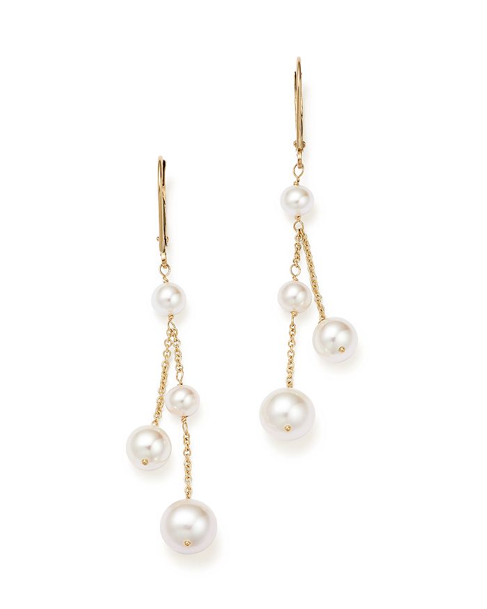 Bloomingdale's Cultured Freshwater Pearl Double Drop Earrings in 14K