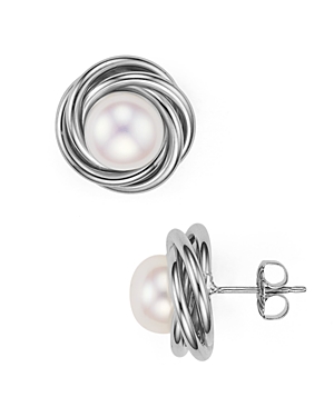 Bloomingdale's Sterling Silver and Cultured Freshwater Pearl Knot Stud Earrings - 100% Exclusive