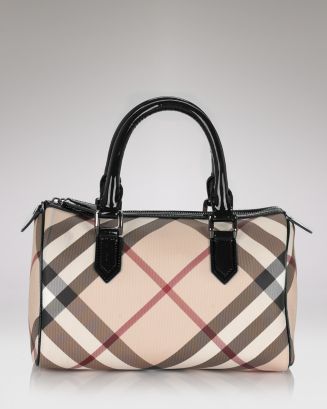 BURBERRY: Bowling bag in check coated cotton - Olive