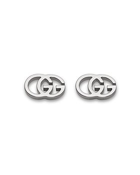 Gucci - Gucci 18K White Gold Running G Stud Earrings