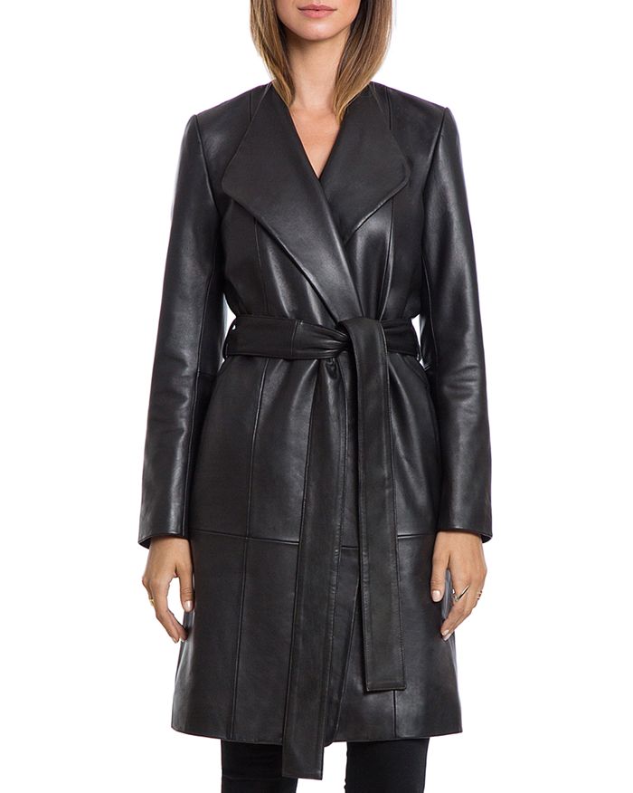 Leather wrap coat outlet