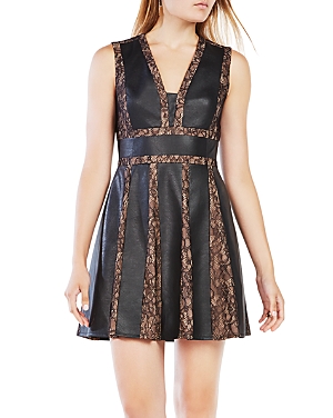 Bcbgmaxazria Val Faux Leather-Blocked Dress at Bloomingdale's