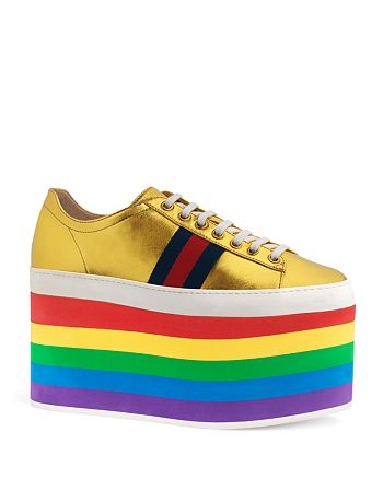 Gucci Peggy Rainbow Platform Sneakers | Bloomingdale's