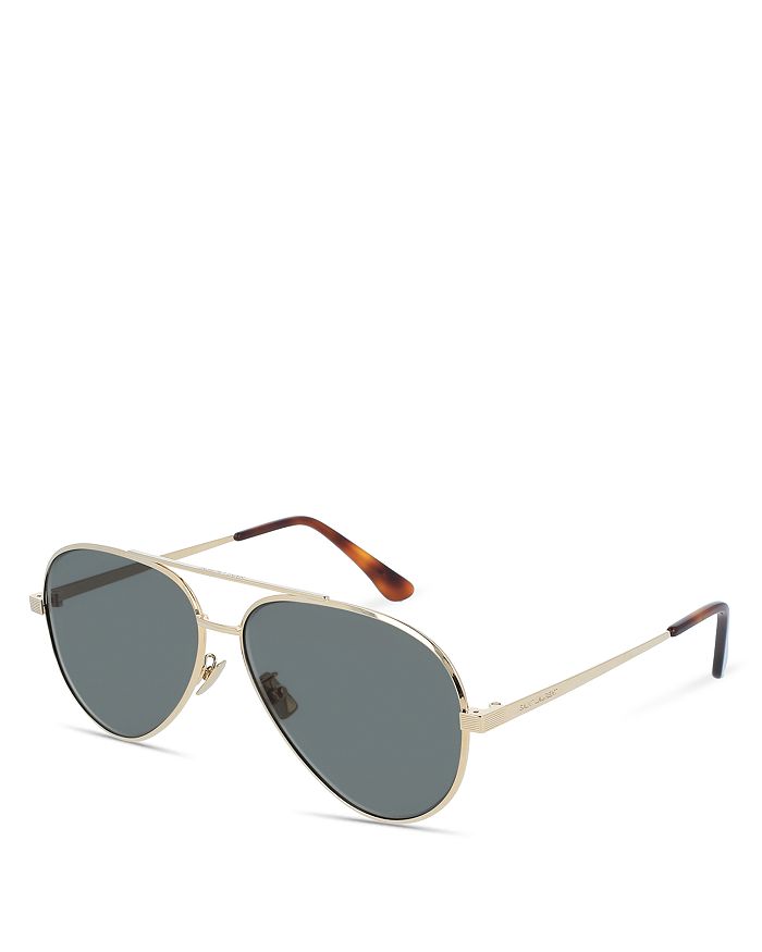 Saint Laurent Classic 11 Zero 60mm Double-bridge Aviator Sunglasses In Gold