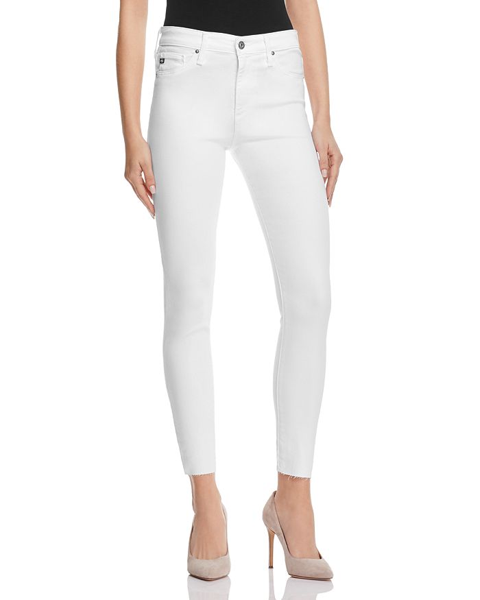 Shop Ag Farrah High Rise Raw Hem Ankle Skinny Jeans In White
