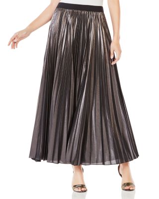 dallin pleated metallic maxi skirt