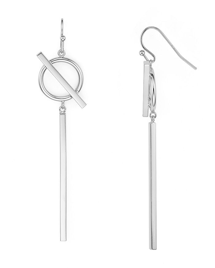Argento Vivo Circle And Bar Drop Earrings In Silver