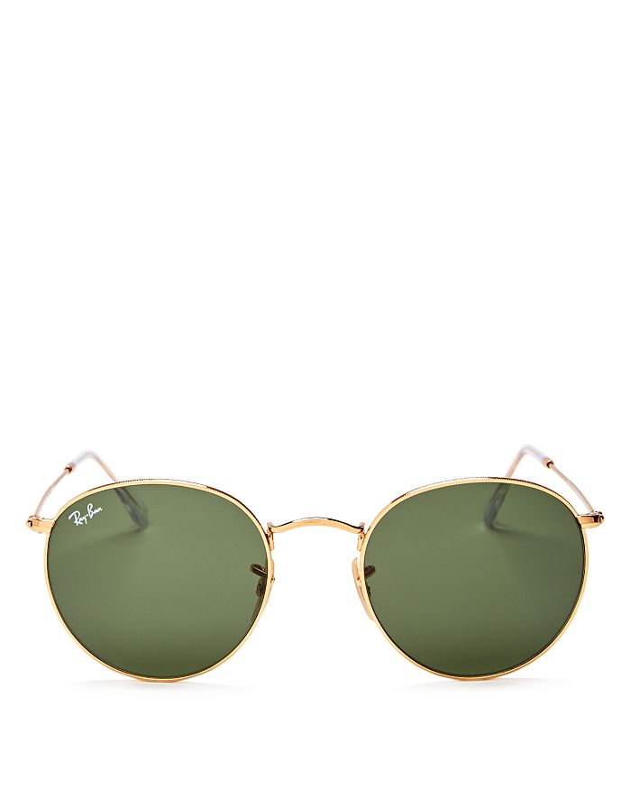 Ray Ban Ray-ban Unisex Icons Round Sunglasses, 53mm In Gold/green Solid