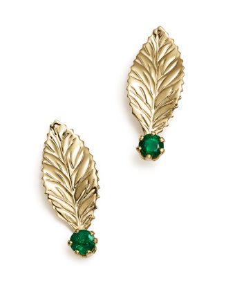 Bloomingdale s Fine Collection Emerald Leaf Earrings in 14K Yellow Gold Exclusive Bloomingdale s