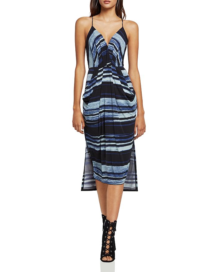 BCBGeneration Stripe Faux-Wrap Dress | Bloomingdale's