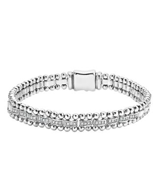 LAGOS Sterling Silver Caviar Spark Diamond Link Bracelet | Bloomingdale's