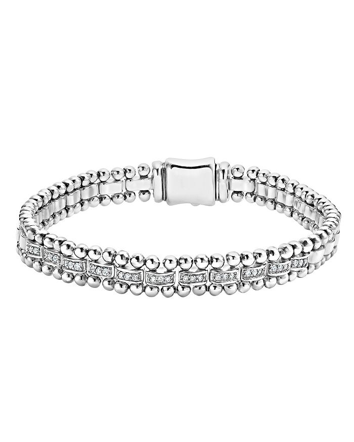 LAGOS - Sterling Silver Caviar Spark Diamond Link Bracelet