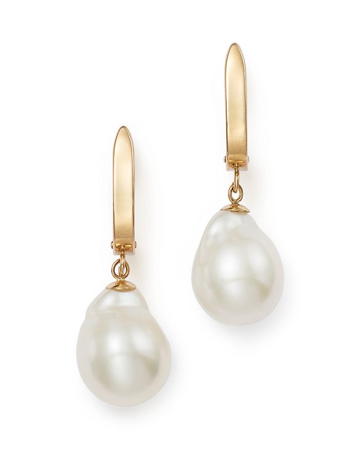 Bloomingdale's Baroque Cultured Freshwater Pearl Earrings In 14k Yellow Gold - 100% Exclusive In White/gold