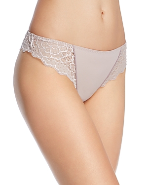 Shop Simone Perele Caresse Lace-side Cheeky Tanga In Sand