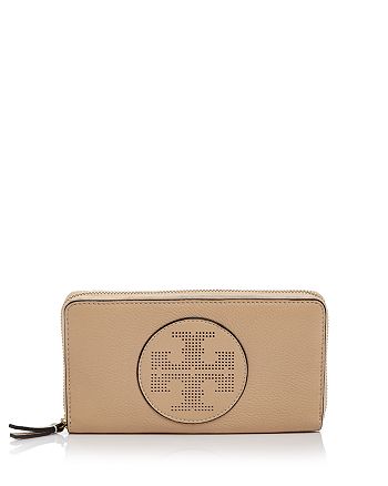 Tory Burch Perforated Logo Zip Leather Continental Wallet | Bloomingdale's