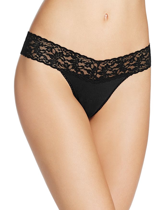 Shop Hanky Panky Cotton With A Conscience Low-rise Thong In Black