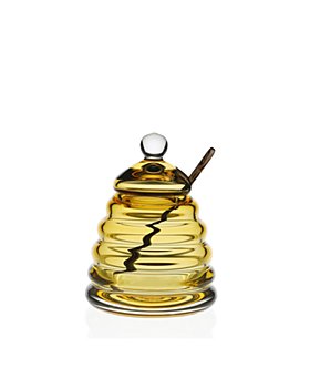 William Yeoward Crystal - Country Honeycomb Honey Jar and Spoon
