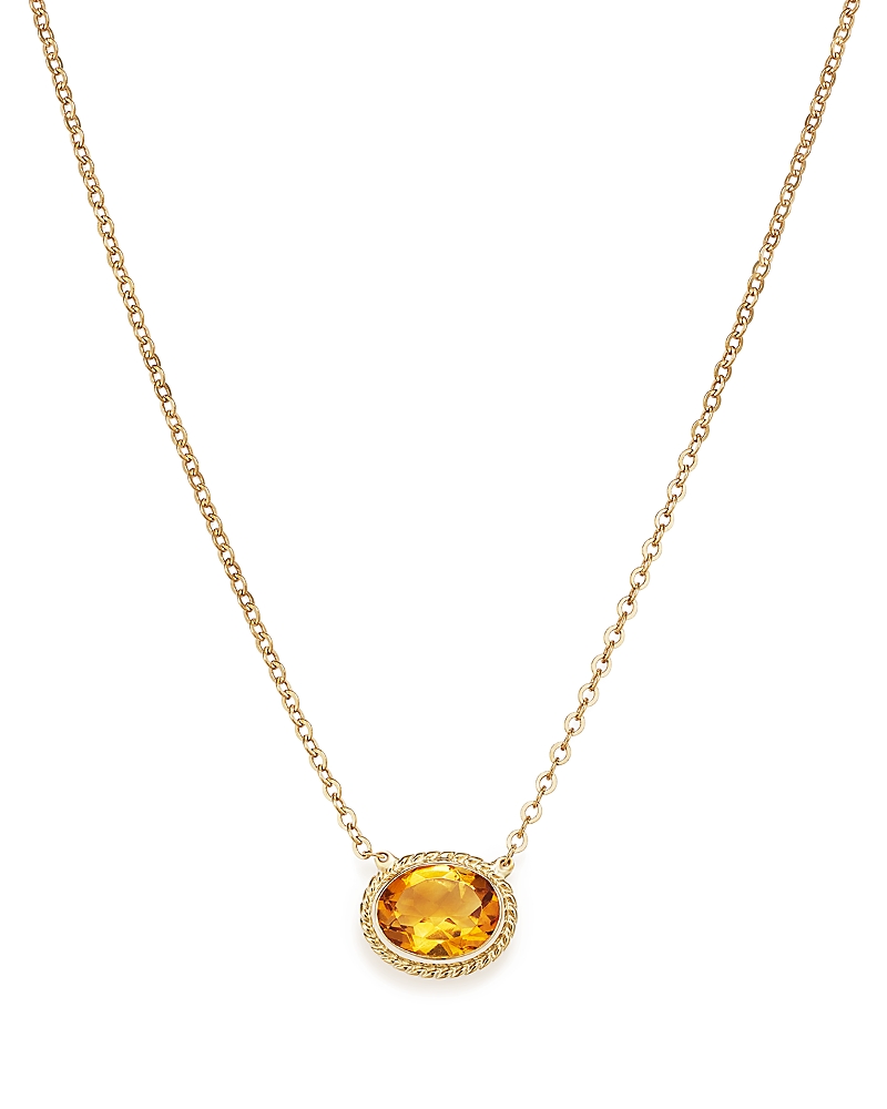 Bloomingdale's Citrine Bezel Pendant Necklace In 14k Yellow Gold, 18 - Exclusive In Citrine