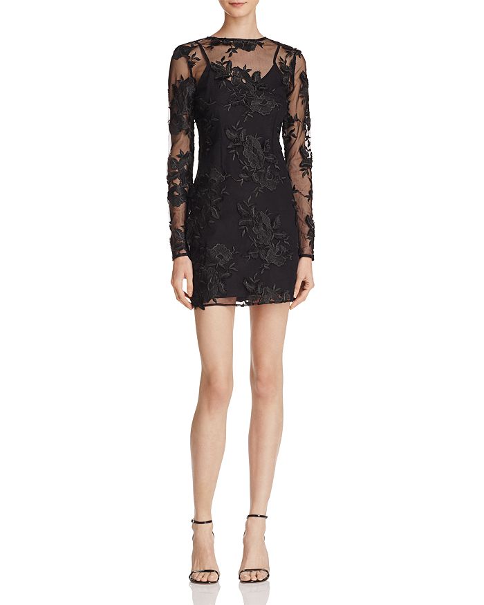 Embroidered illusion dress deals