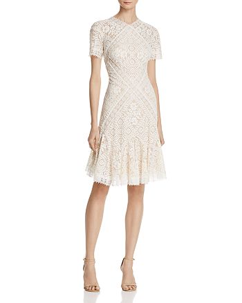 Tadashi Shoji Lace Flared Cocktail Dress Bloomingdale S Tadashi shoji women's slvless neoprene and lace dress. bloomingdale s