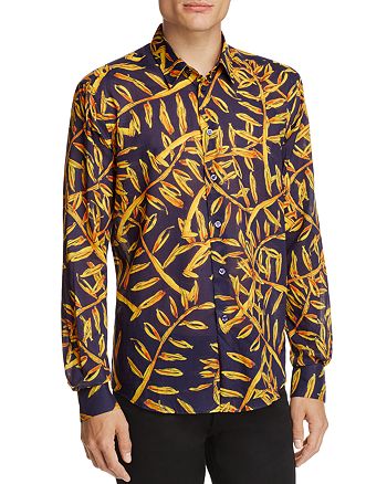 Vilebrequin Golden Palms Linen Regular Fit Button-Down Shirt ...