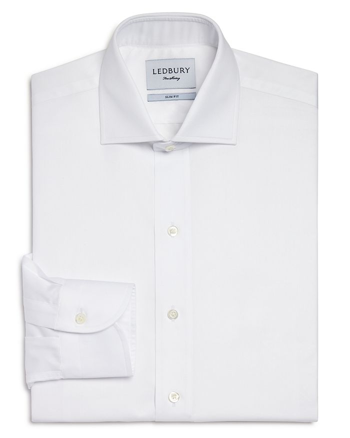 Ledbury Fine Twill Slim Fit Dress Shirt In White