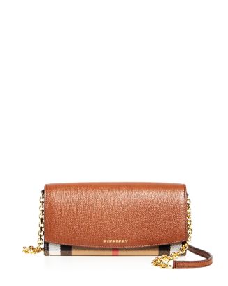 Burberry House Check Henley Leather Chain Wallet | Bloomingdale's