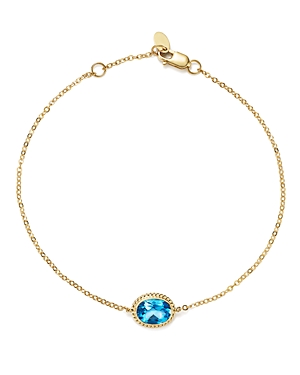 Photos - Bracelet Blue Topaz Oval  in 14K Yellow Gold - 100 Exclusive 07-760-BT